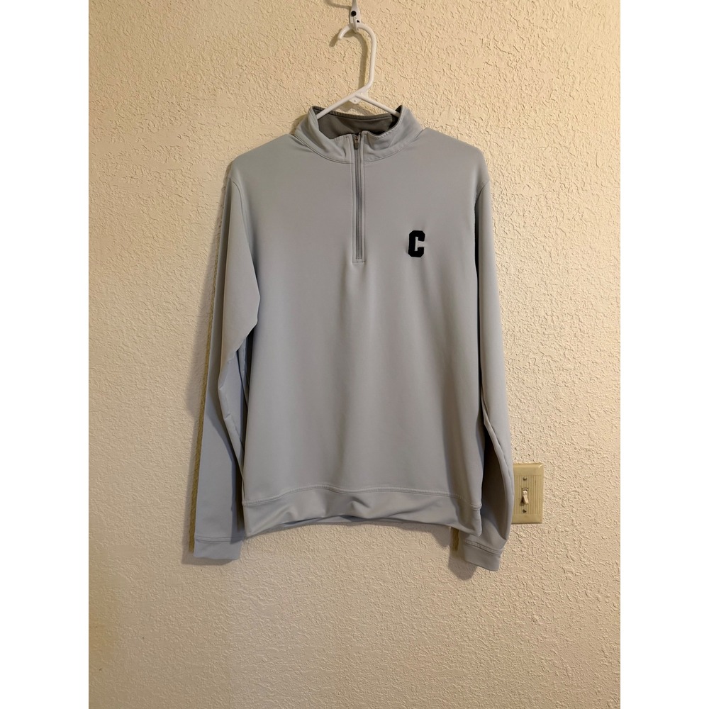 Peter Millar Small Light Blue Grey Quarter Zip Pullover Performance C Logo